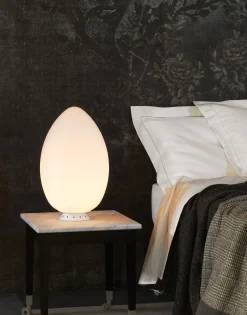 Lampe De Table Uovo Led Verre Blanc / H 44 Cm - Fontana Arte