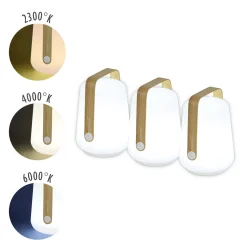 Lampe Exterieur Sans Fil Rechargeable Balad Bamboo Plastique Bois Naturel Plastique & Bois / H 12 Cm - Set De 3 - Fermob