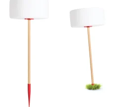 Lampe Exterieur Sans Fil Rechargeable Thierry Le Swinger Led Plastique Rouge Plastique / Inclus : Cable De Suspension + Pied A Planter En Bois - Fatboy