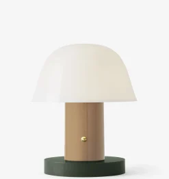 Lampe Sans Fil Rechargeable Setago  Jh27 Plastique Vert Beige / By Jaime Hayon - &Tradition