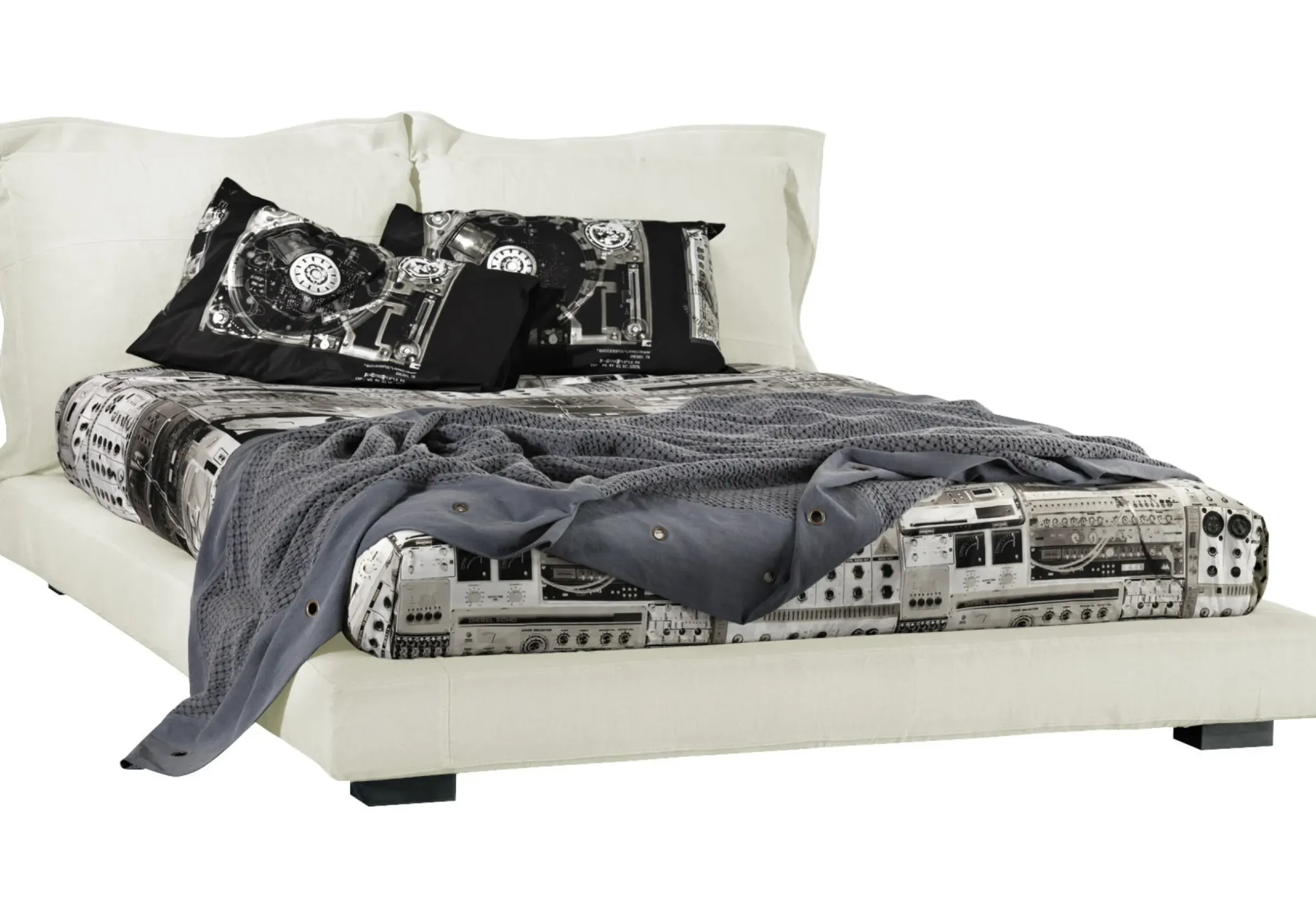Lit Double Nebula Five Tissu Blanc / 183 X 214 Cm - Diesel With Moroso