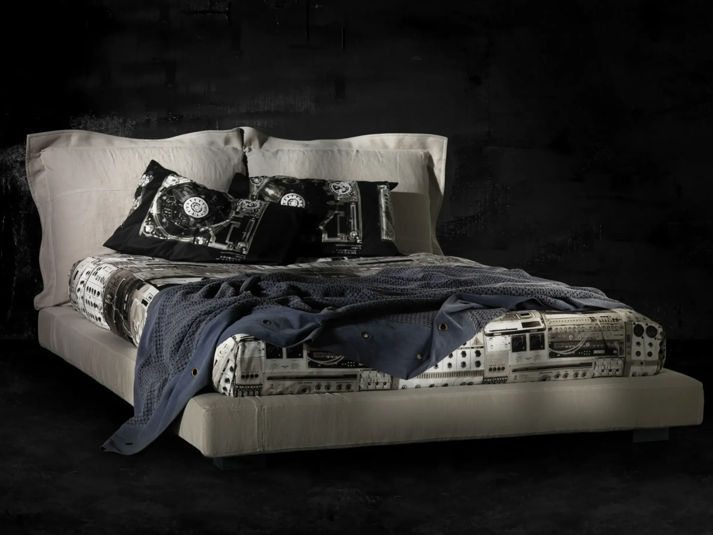 Lit Double Nebula Five Tissu Blanc / 183 X 214 Cm - Diesel With Moroso
