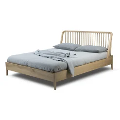 Lit Double Spindle Bois Naturel / Pour Matelas 160 X 200 Cm - Chene Massif - Ethnicraft