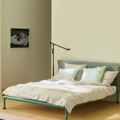 Lit Double Tamoto Metal Tissu Bleu / Pour Matelas 160 X 200 Cm - Hay