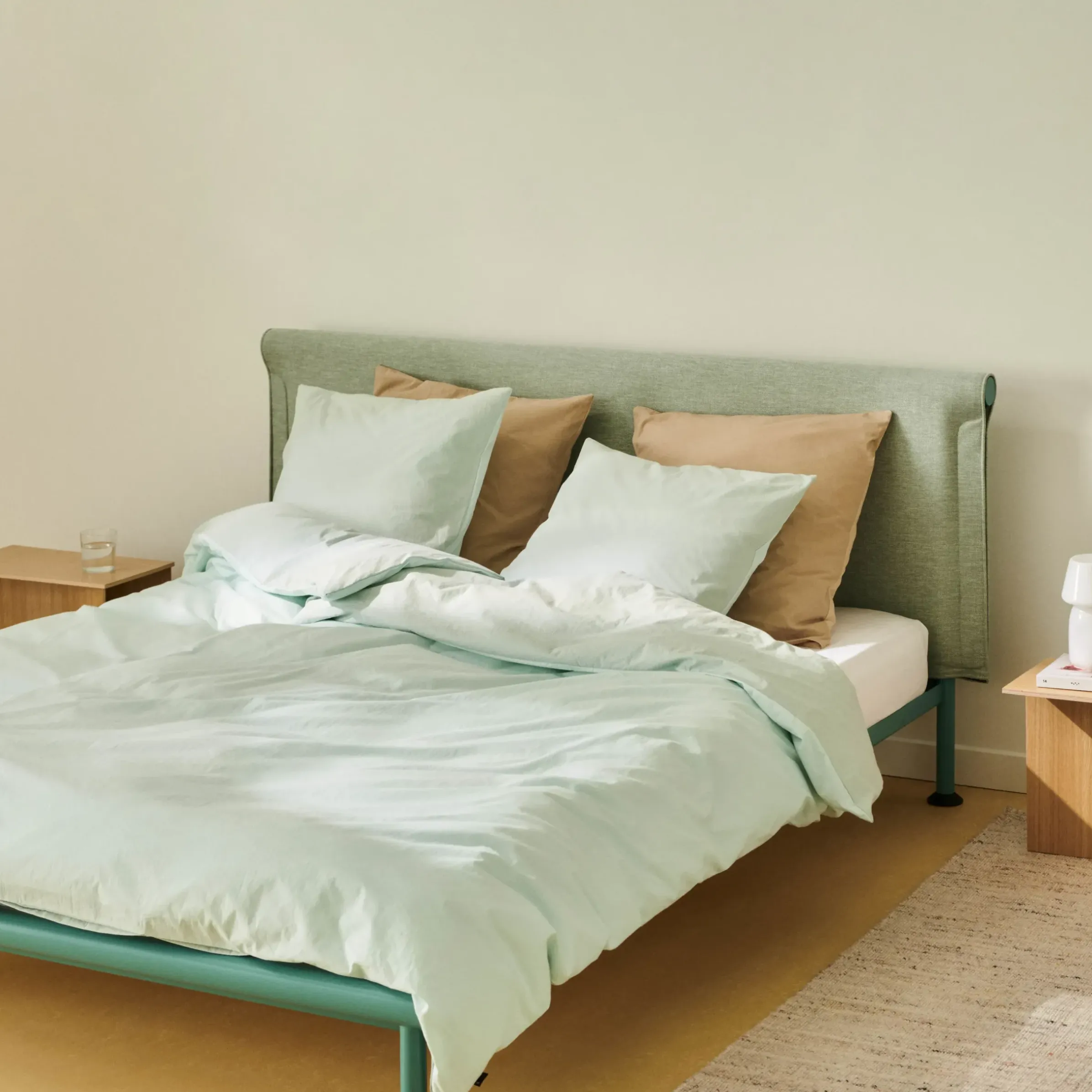 Lit Double Tamoto Metal Tissu Bleu / Pour Matelas 160 X 200 Cm - Hay