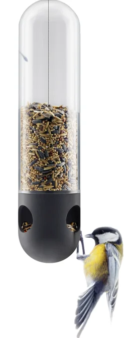 Mangeoire A Oiseaux Verre Noir Transparent Tubulaire / A Suspendre - Eva Solo