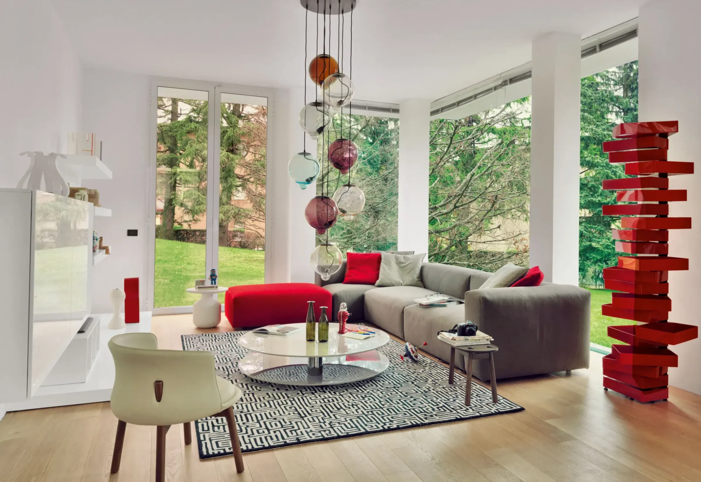 Meuble De Rangement Revolving Cabinet Plastique Rouge / Caissons Pivotants - Shiro Kuramata, 1970 - H 185 Cm - Cappellini