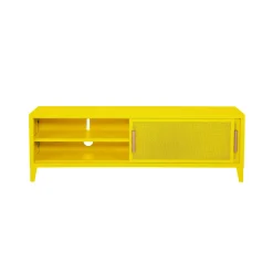 Meuble Tv B2 Bas Perfore Metal Jaune / L 120 X H 51 Cm - Poignees Chene - Tolix