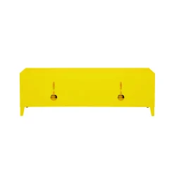 Meuble Tv B2 Bas Perfore Metal Jaune / L 120 X H 51 Cm - Poignees Chene - Tolix