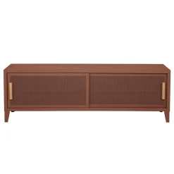 Meuble Tv B2 Bas Perfore Metal Marron / L 160 X H 51 Cm - Poignees Chene - Tolix