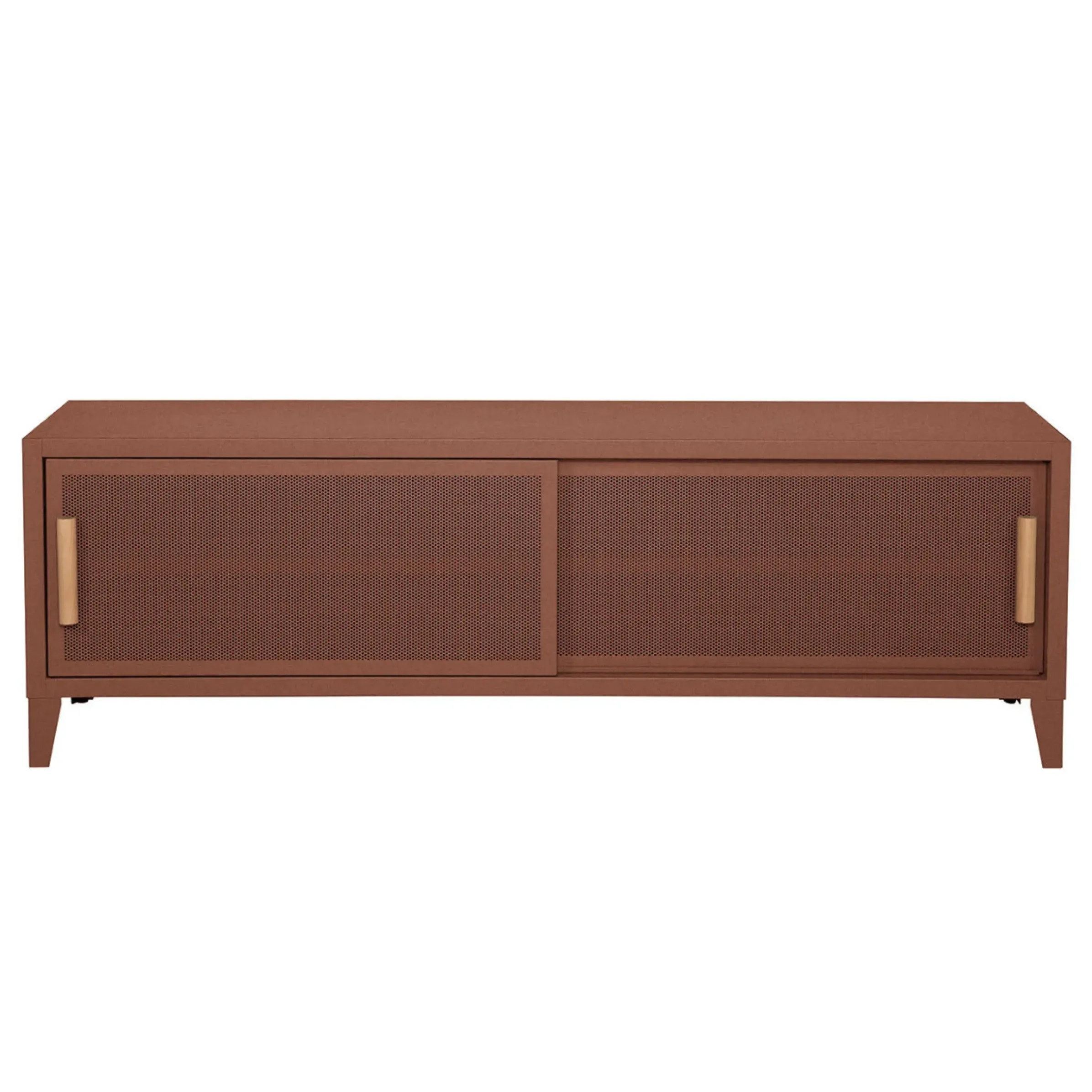 Meuble Tv B2 Bas Perfore Metal Marron / L 160 X H 51 Cm - Poignees Chene - Tolix