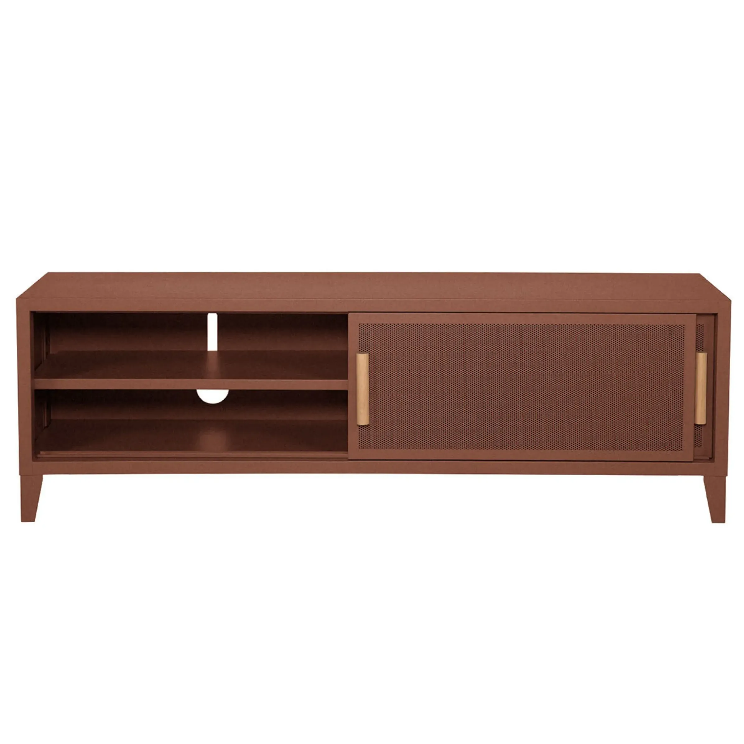 Meuble Tv B2 Bas Perfore Metal Marron / L 160 X H 51 Cm - Poignees Chene - Tolix