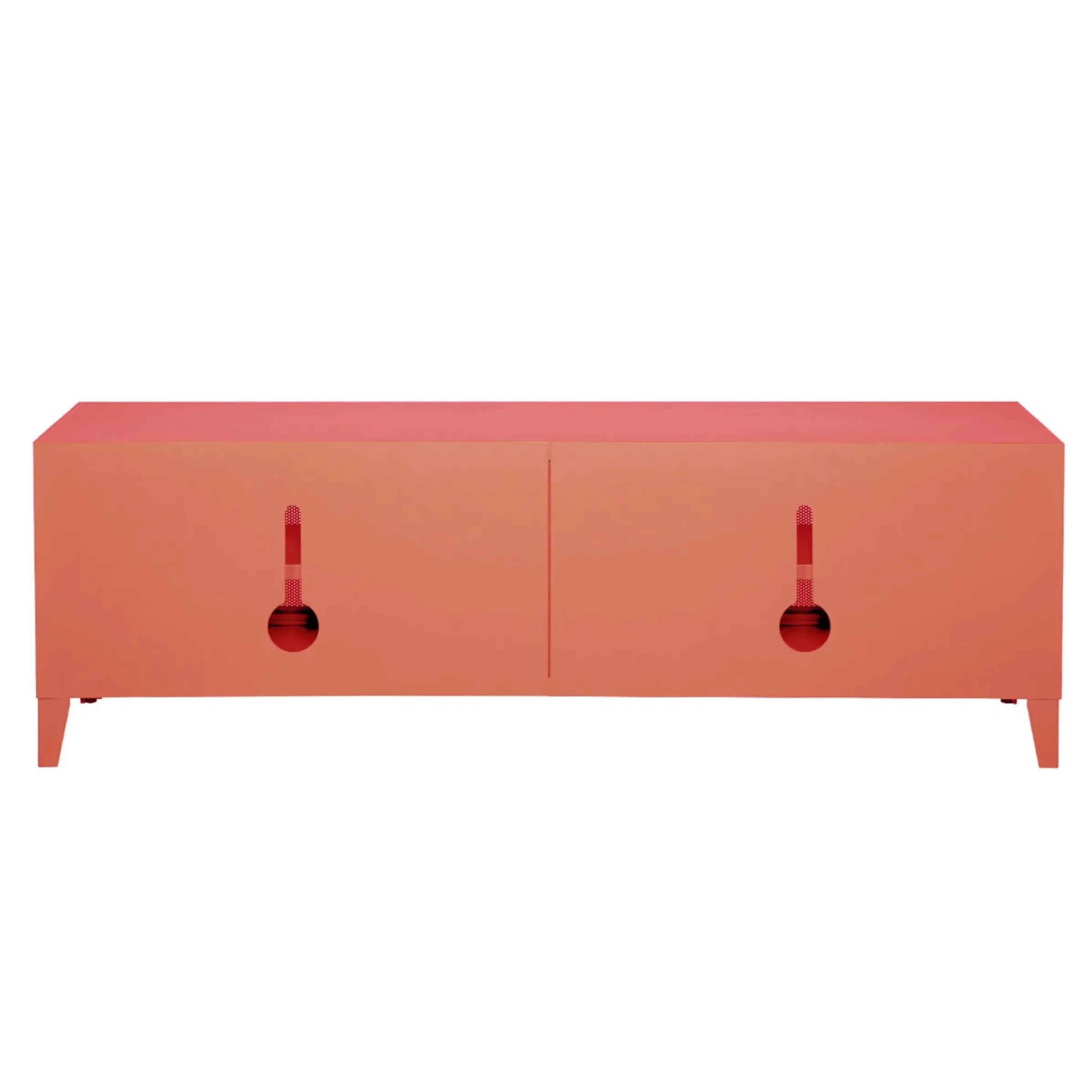 Meuble Tv B2 Bas Perfore Metal Orange / L 160 X H 51 Cm - Poignees Chene - Tolix
