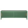 Meuble Tv B2 Bas Perfore Metal Vert / L 160 X H 51 Cm - Poignees Chene - Tolix