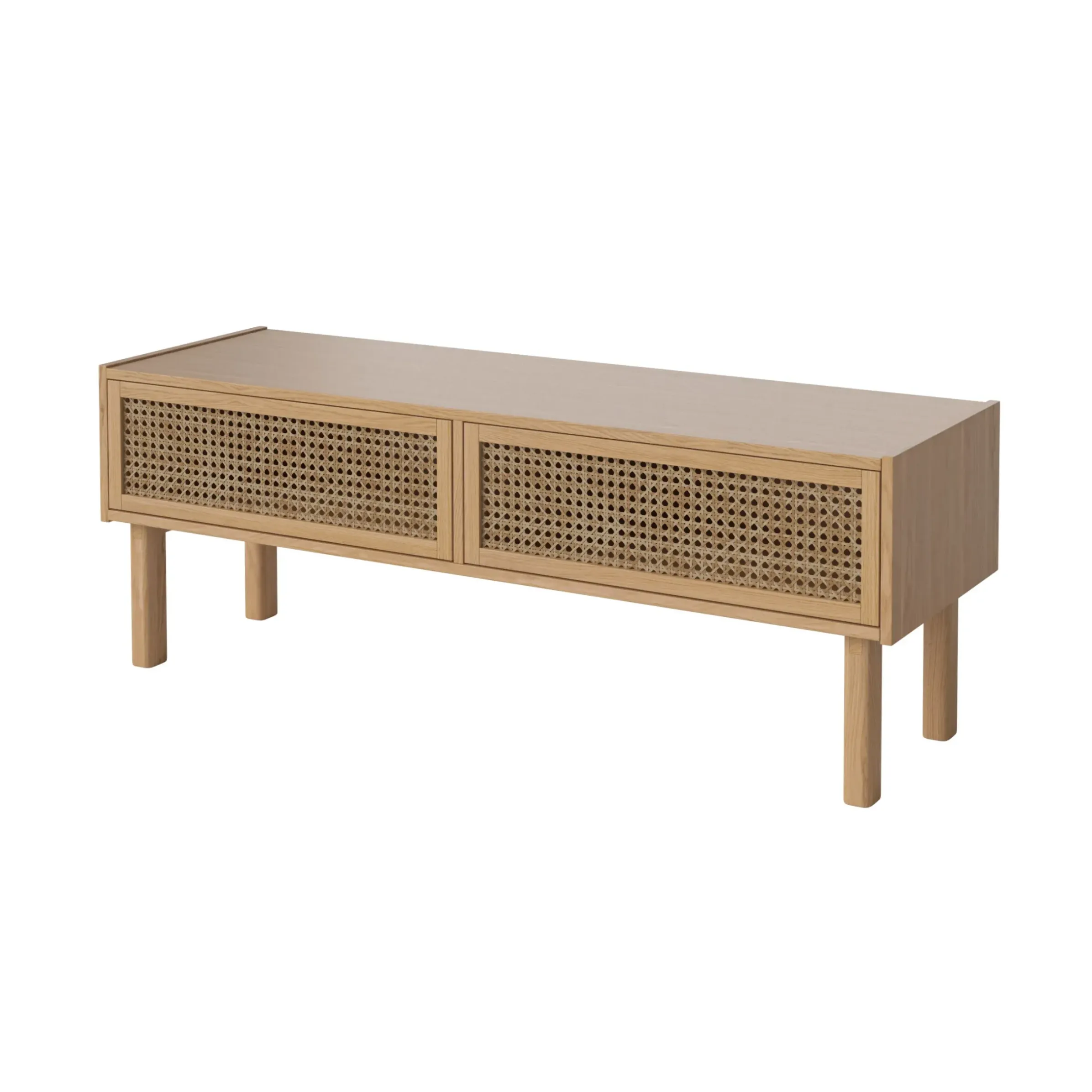 Meuble Tv Cana Fibre Vegetale Bois Naturel / L 128 X H 46 Cm - Chene & Cannage Rotin - Bolia
