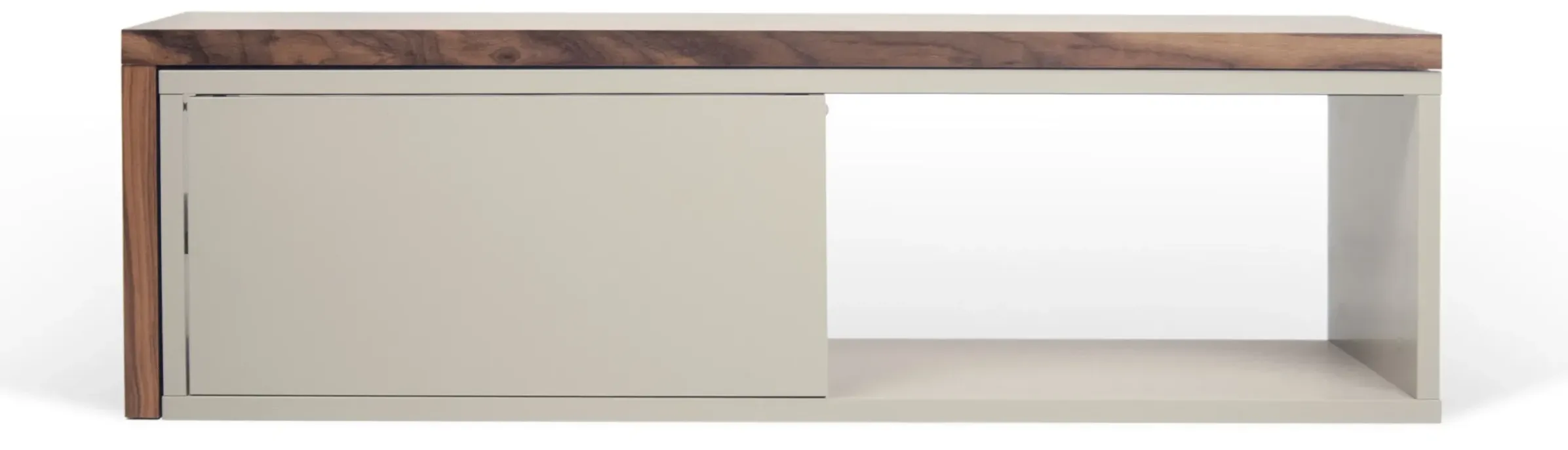 Meuble Tv Extensible Slide Gris Bois Naturel / Pivotant - L 110 A 203 Cm - Pop Up Home