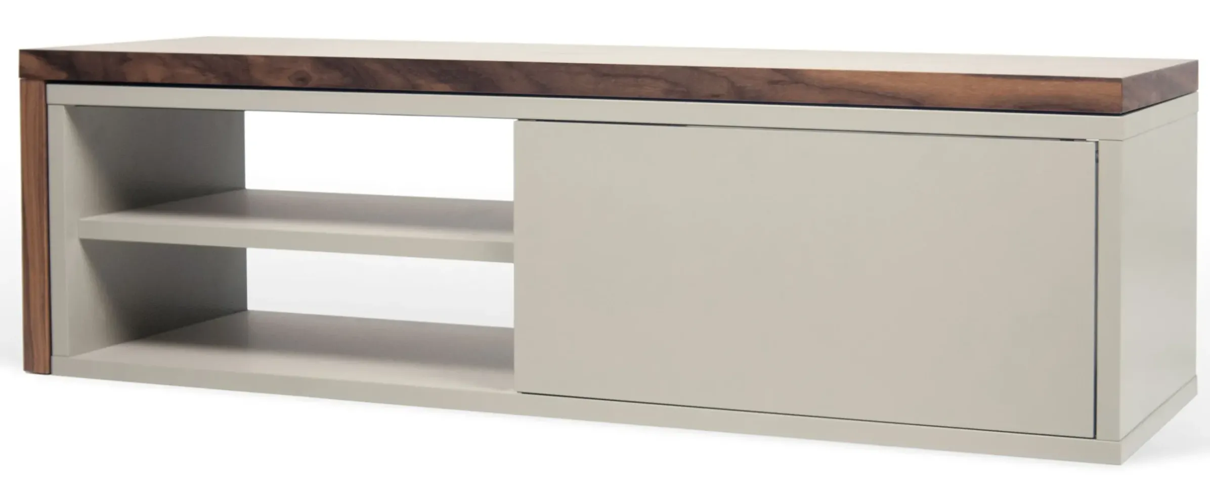 Meuble Tv Extensible Slide Gris Bois Naturel / Pivotant - L 110 A 203 Cm - Pop Up Home