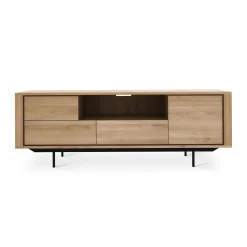 Meuble Tv Shadow Noir Bois Naturel / Chene Massif - L 180 Cm - Ethnicraft