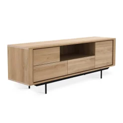 Meuble Tv Shadow Noir Bois Naturel / Chene Massif - L 180 Cm - Ethnicraft