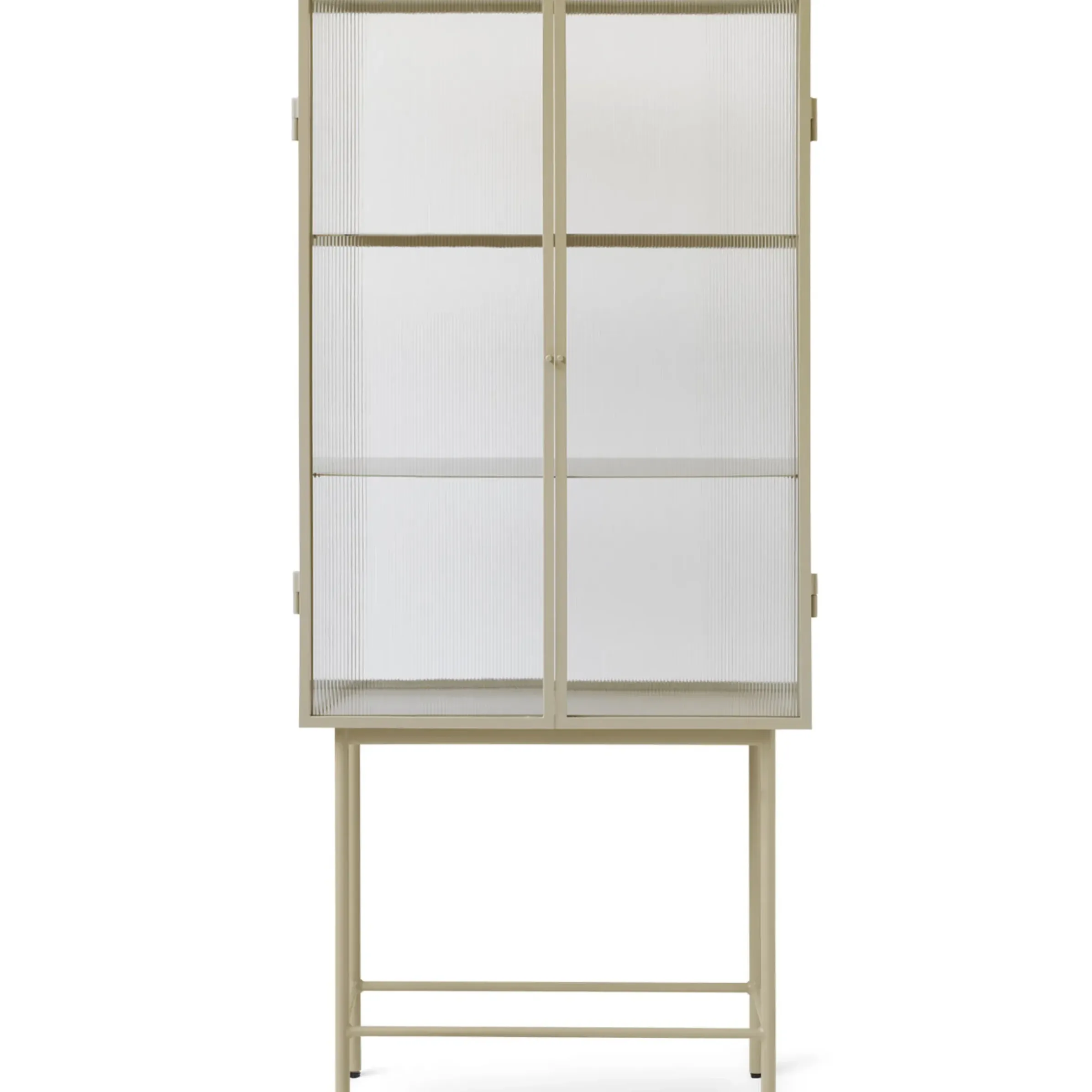 Meuble Vitrine Haze Metal Verre Beige / Vitrine - L 70 X H 155 Cm - Verre Cannele - Ferm Living