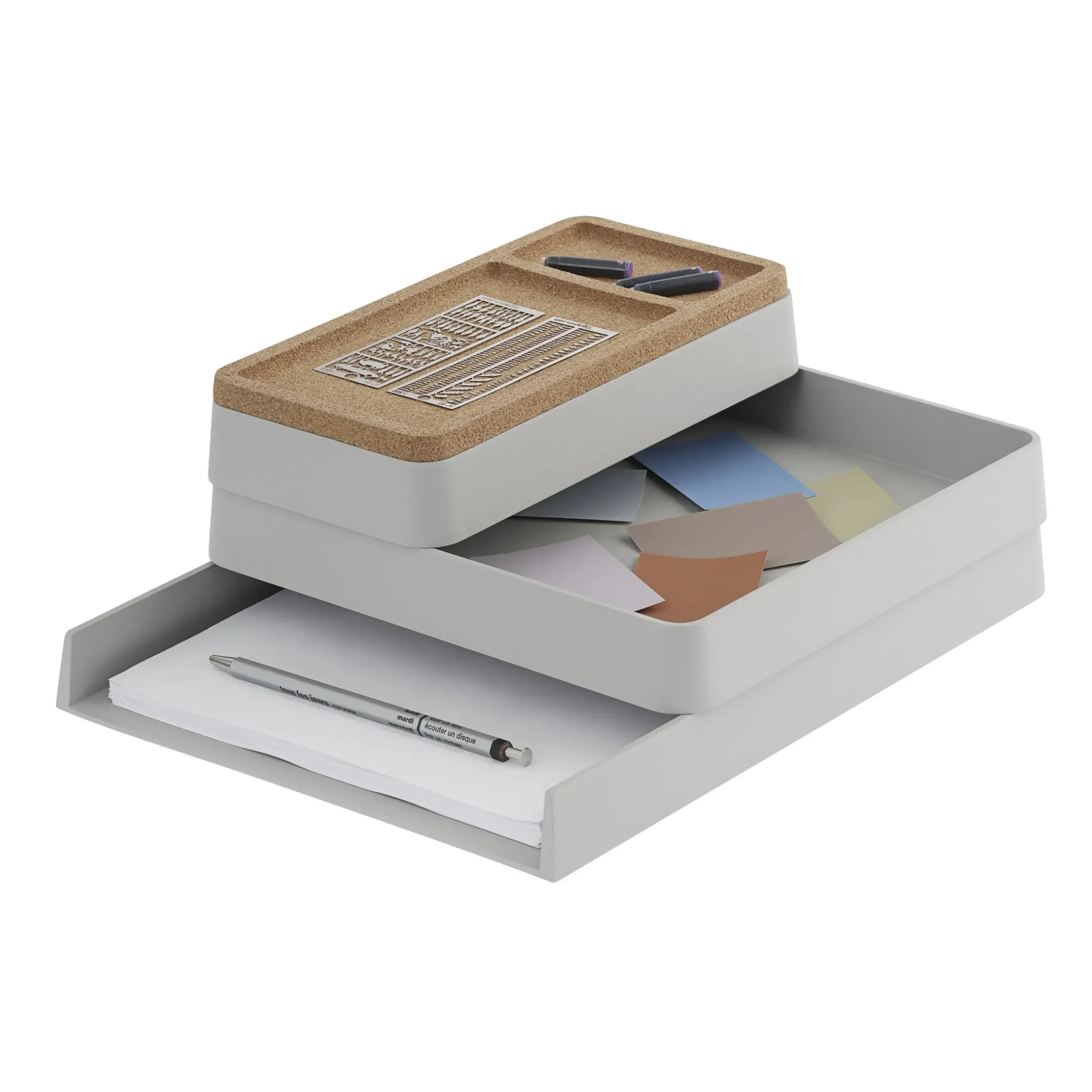 Organiseur De Bureau Arrange N°1 Plastique Gris / Set 3 Pieces Empilable - Muuto