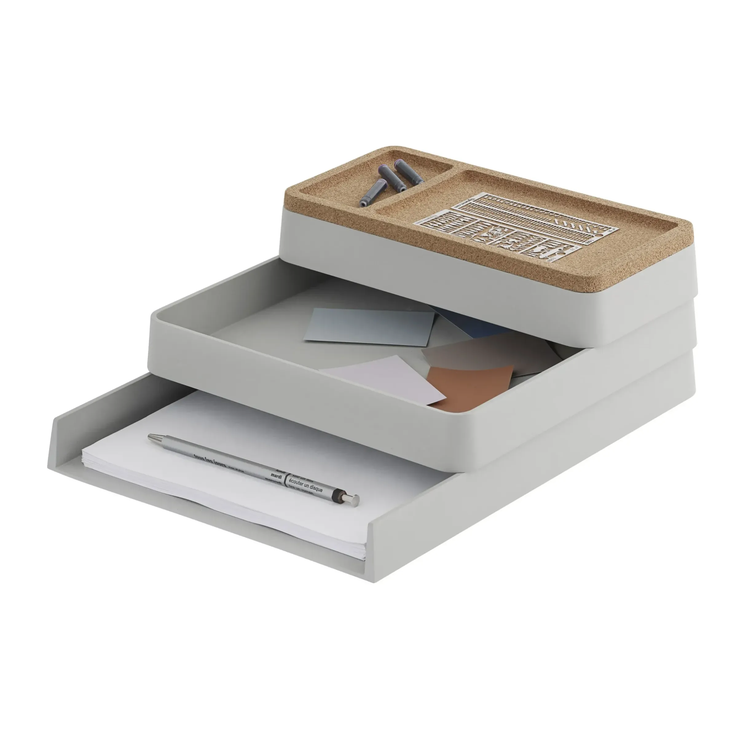 Organiseur De Bureau Arrange N°1 Plastique Gris / Set 3 Pieces Empilable - Muuto