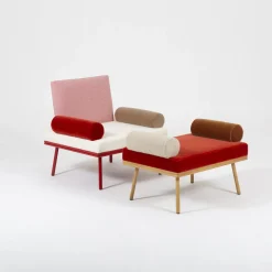Ottoman Rue Du Louvre Tissupar Jose Levy / 78 X 52 Cm - Exclusivite Made In Design - Lelievre Paris