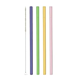 Paille En Verre Verrereutilisable / Set De 4 + Goupillon De Nettoyage - Leonardo