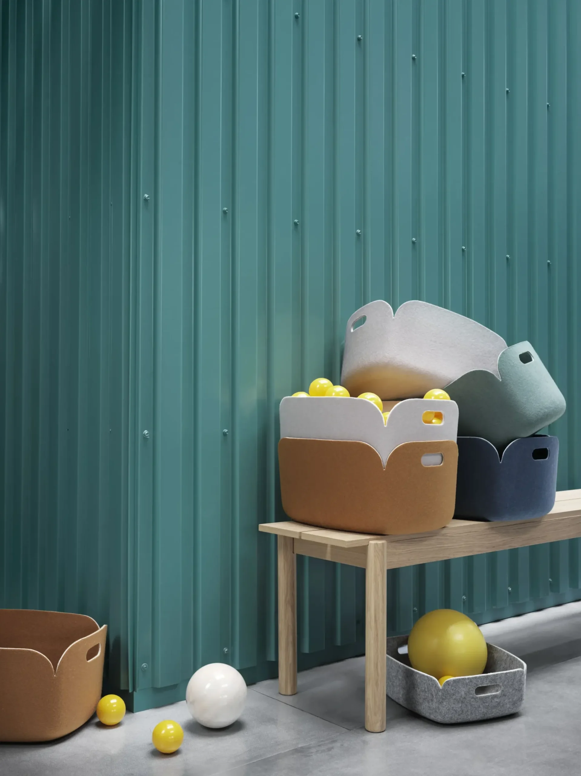 Panier Restore Tissu Bleu Gris / 35 X 48 Cm - Feutre 100% Recycle - Muuto