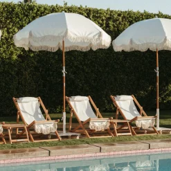 Parasol The Premium Beach Tissu Bois Blanc / O 180 Cm - Inclinable - Business & Pleasure