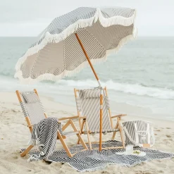 Parasol The Premium Beach Tissu Bois Bleu / O 180 Cm - Inclinable - Business & Pleasure