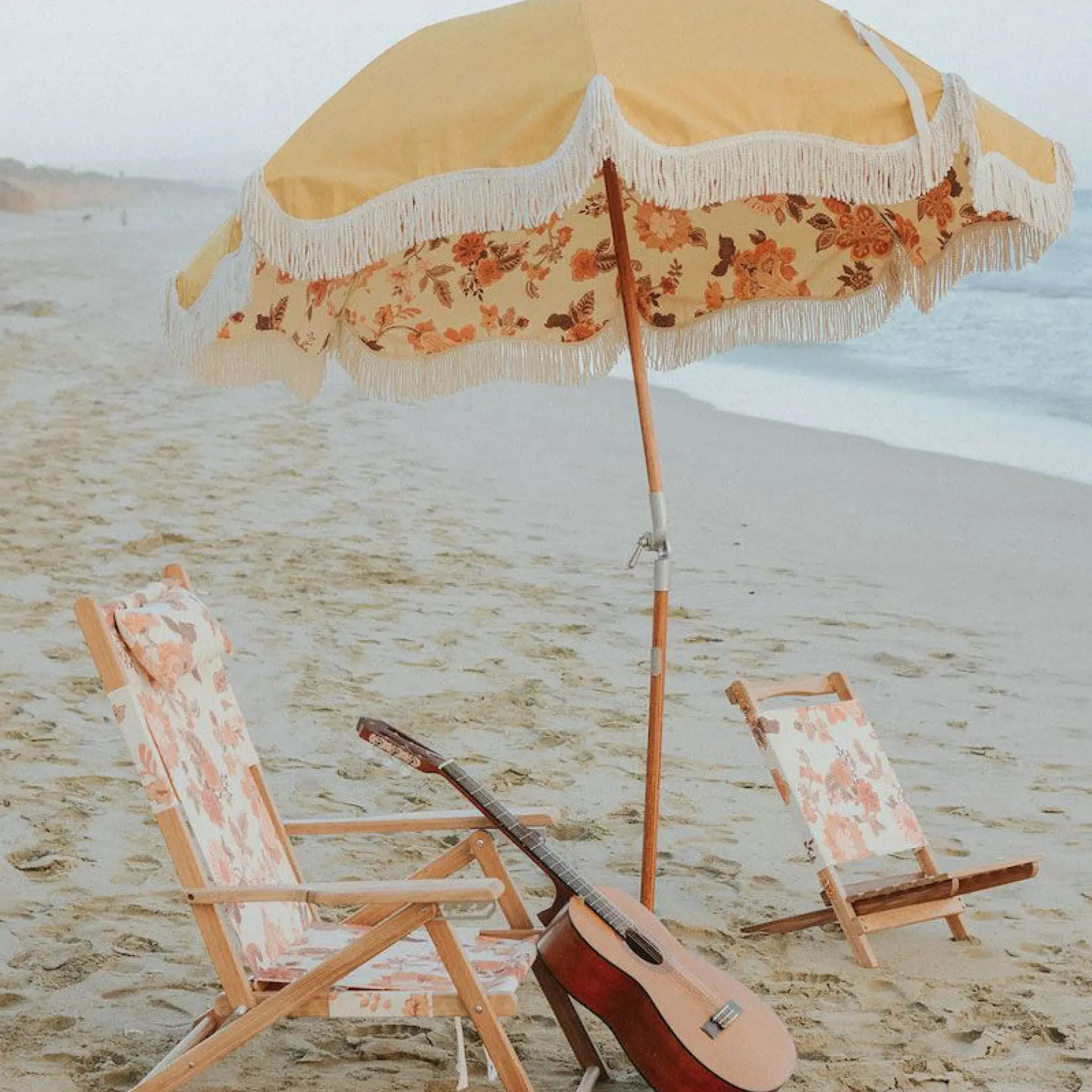 Parasol The Premium Beach Tissu Bois Jaune / O 180 Cm - Inclinable - Business & Pleasure