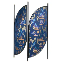 Paravent Feng Tissu Bleu / L 140 X H 194 Cm - Wiener Gtv Design