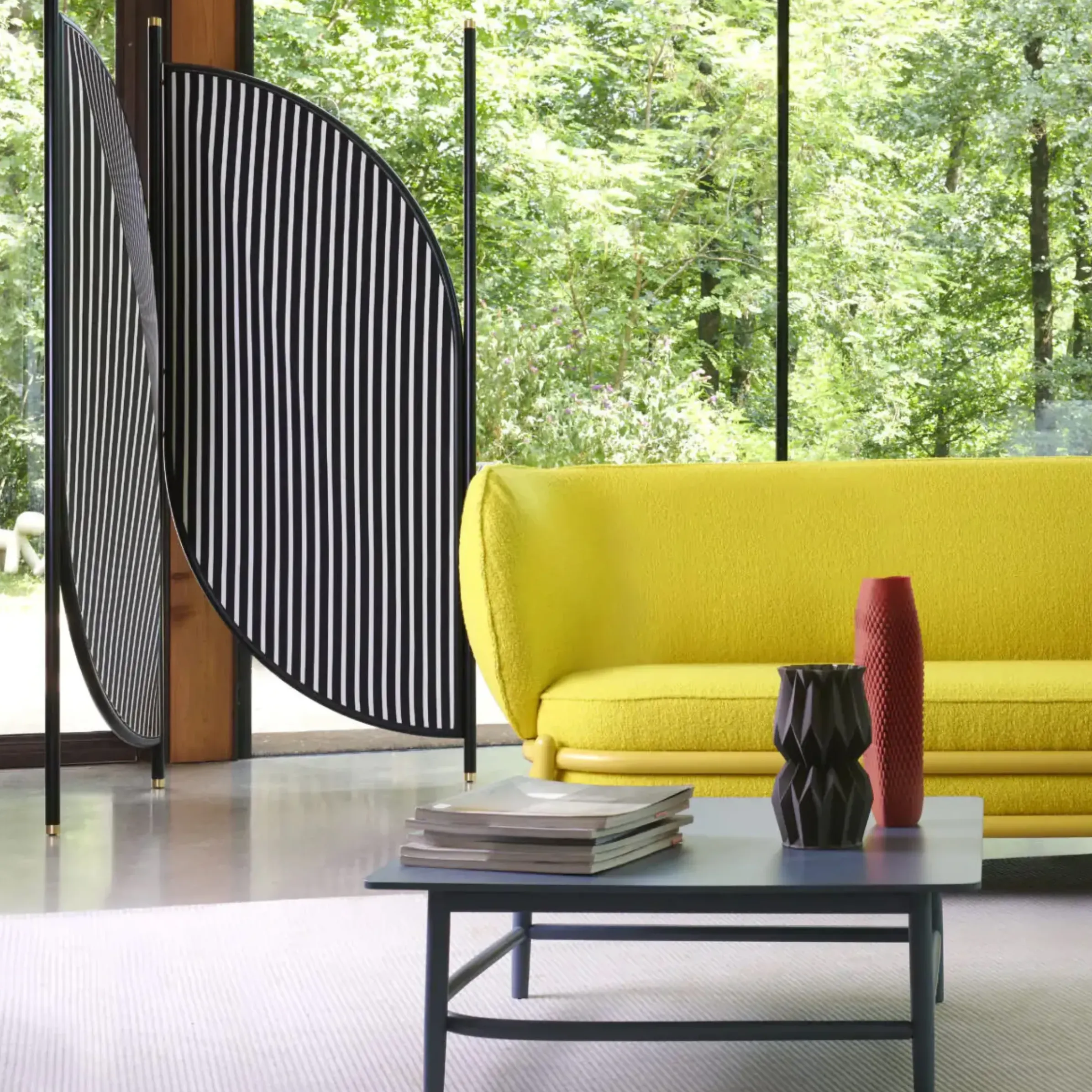 Paravent Feng Tissu Bleu / L 140 X H 194 Cm - Wiener Gtv Design