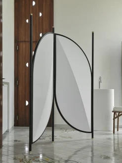 Paravent Feng Tissu Noir / L 140 X H 194 Cm - Wiener Gtv Design
