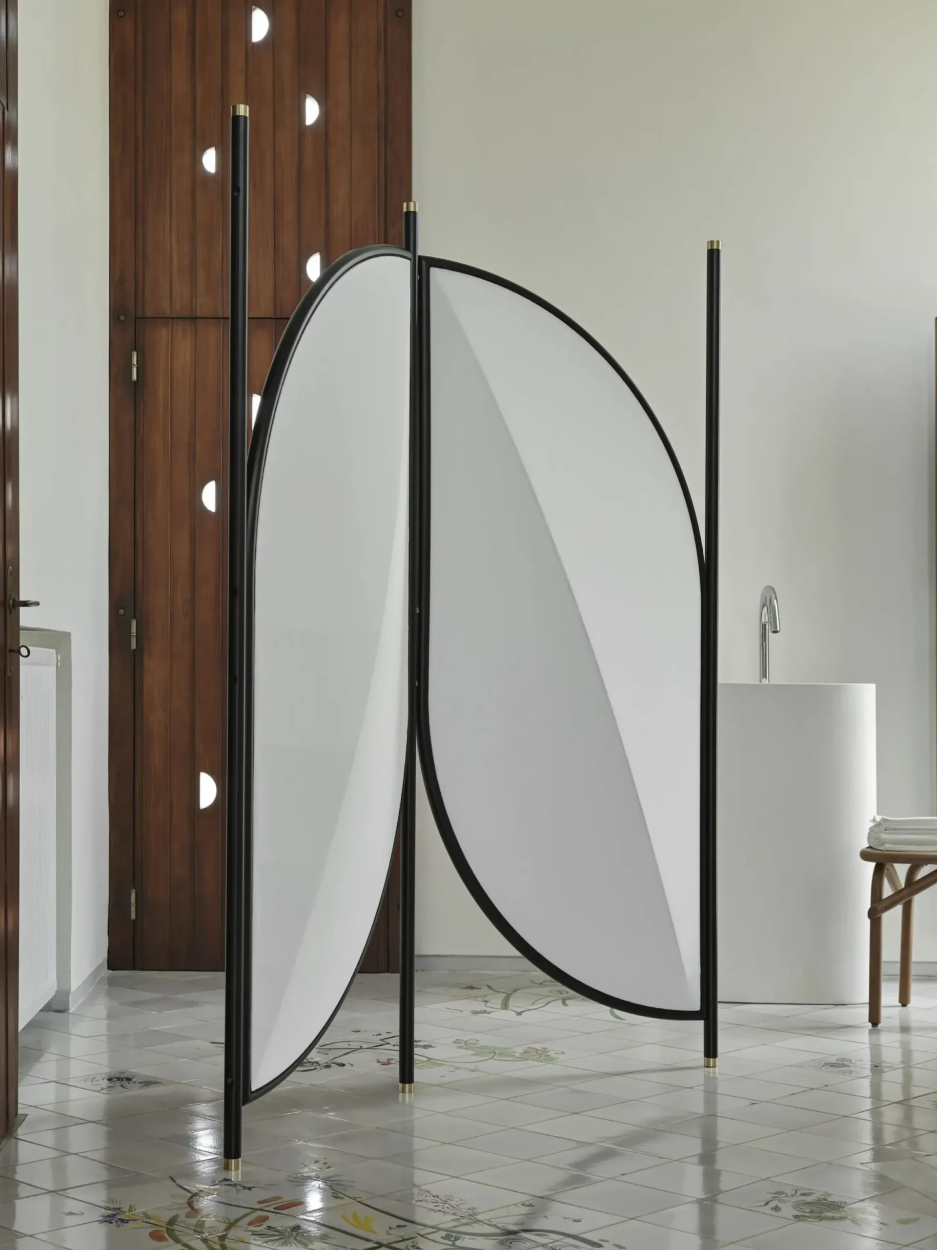 Paravent Feng Tissu Noir / L 140 X H 194 Cm - Wiener Gtv Design