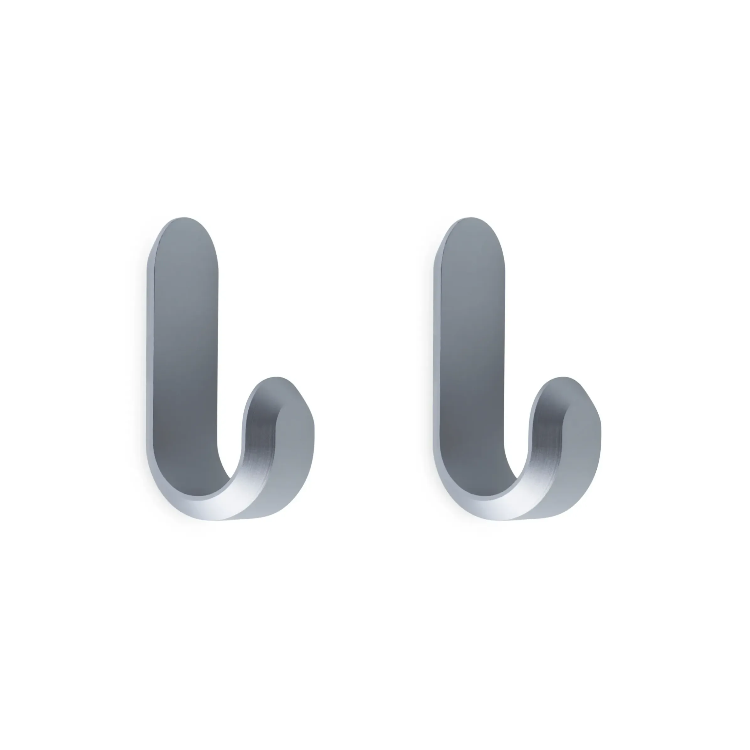 Patere Curve Mini Gris Argent Metal / Set De 2 - H 5,8 Cm - Normann Copenhagen