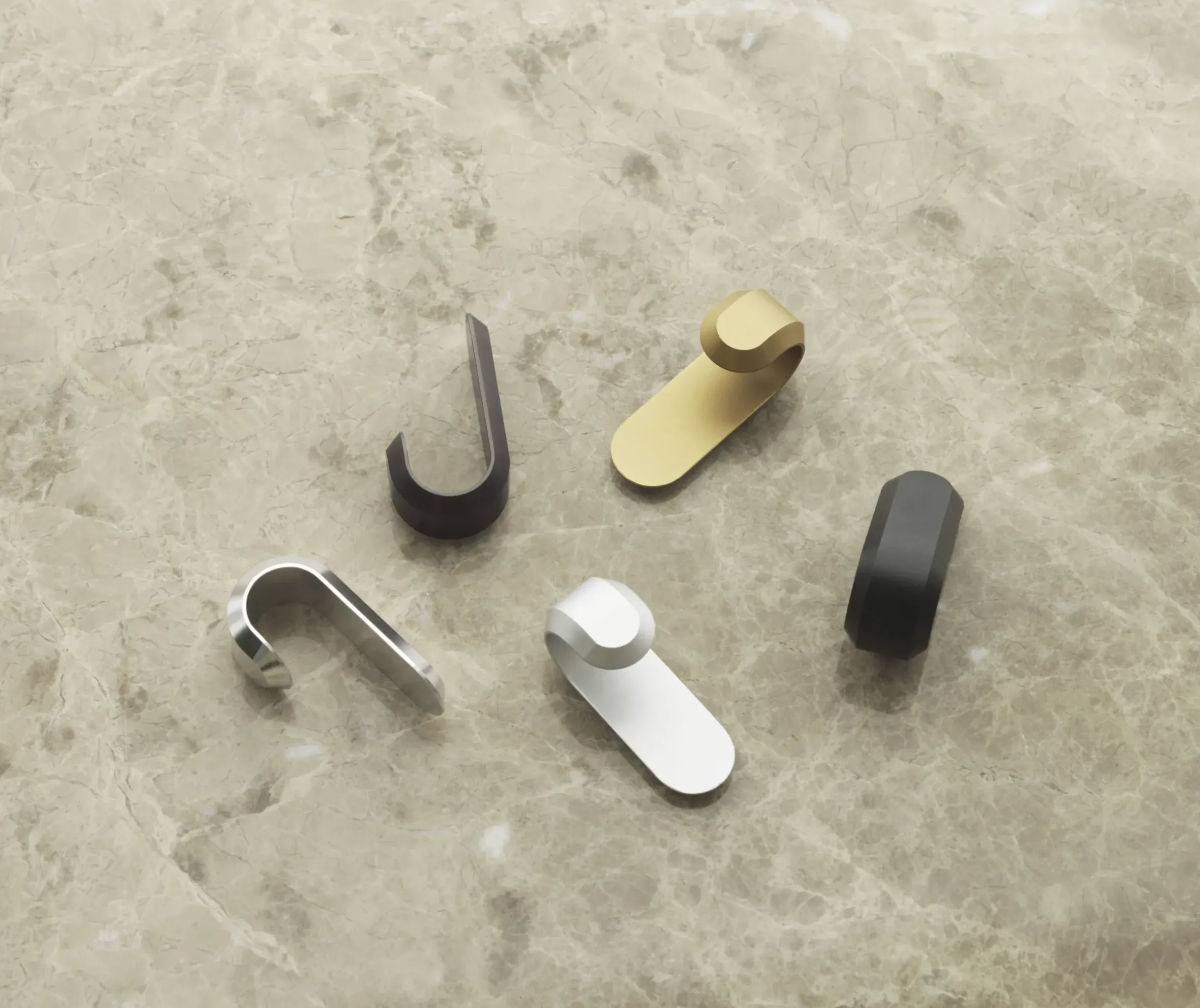 Patere Curve Mini Gris Argent Metal / Set De 2 - H 5,8 Cm - Normann Copenhagen