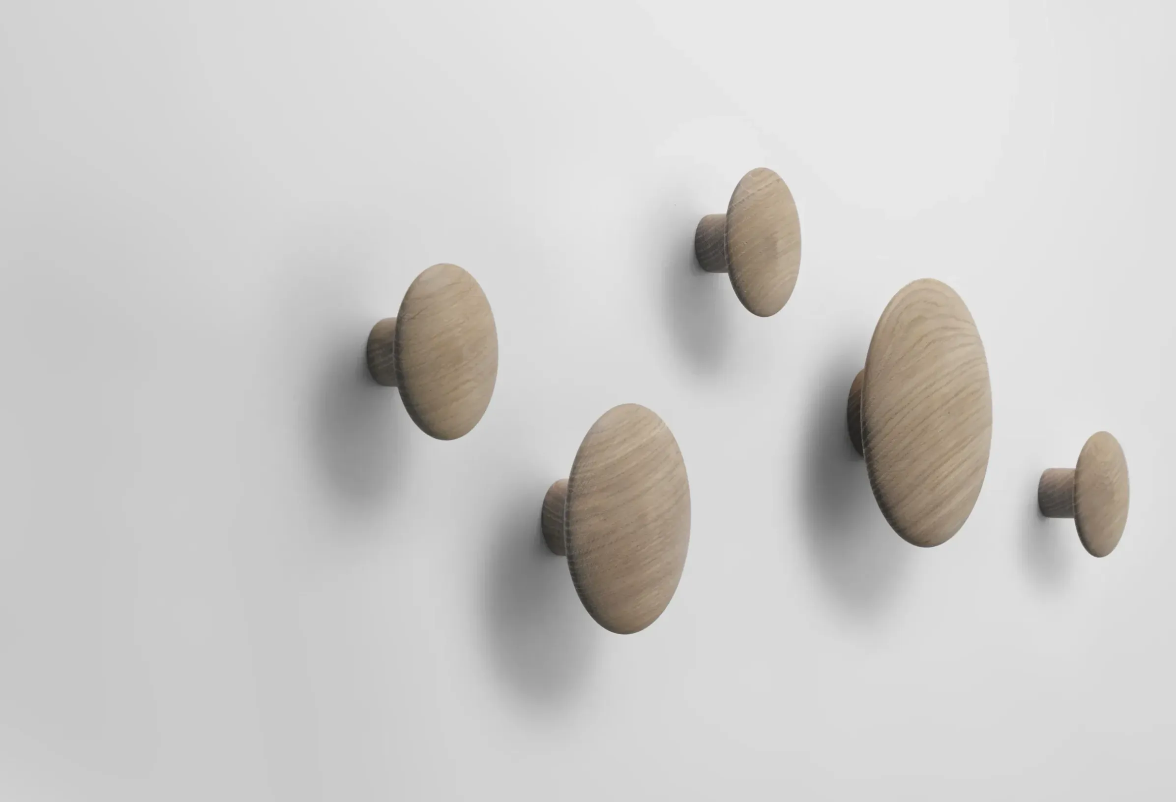 Patere The Dots Wood Bois Naturel / Set De 5 - Muuto