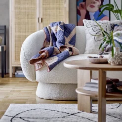Plaid Roosi Tissu Bleu / 150 X 130 Cm - Coton Matelasse - Bloomingville