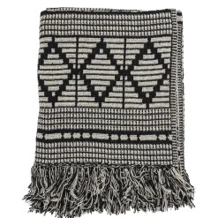Plaid  Tissu Blanc Noir / 160 X 130 Cm - Coton Recycle - Bloomingville