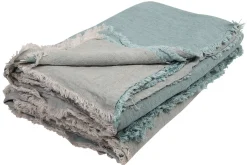 Plaid Vice Versa Tissu Bleu Vert / 140 X 250 Cm - Lin - Maison De Vacances