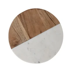 Planche À Découper Gya Pierre Blanc Bois Naturel / O 25,5 Cm - Bois & Marbre - Bloomingville