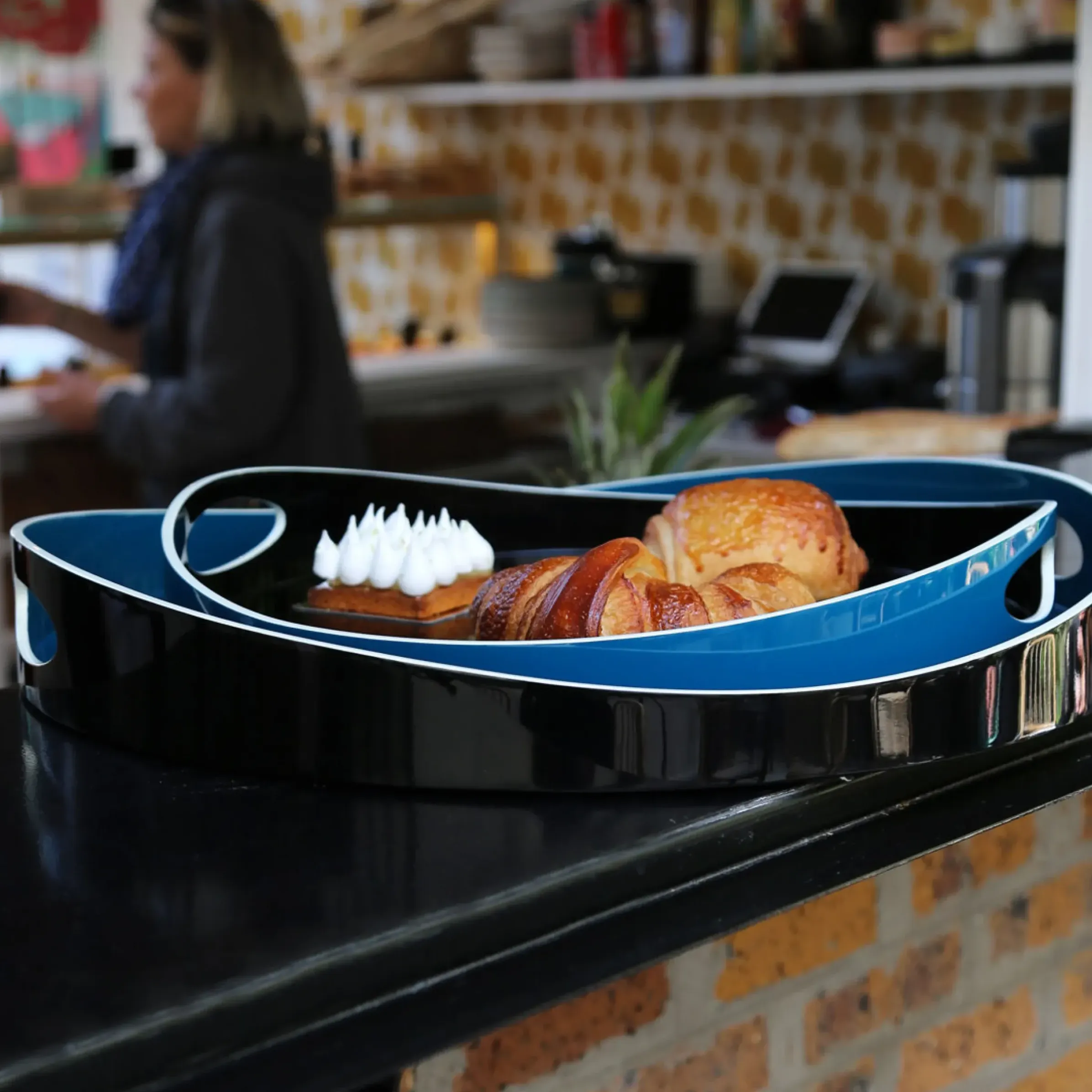 Plateau Basile Large Bois Bleu / Bois - O 50 Cm - Maison Sarah Lavoine