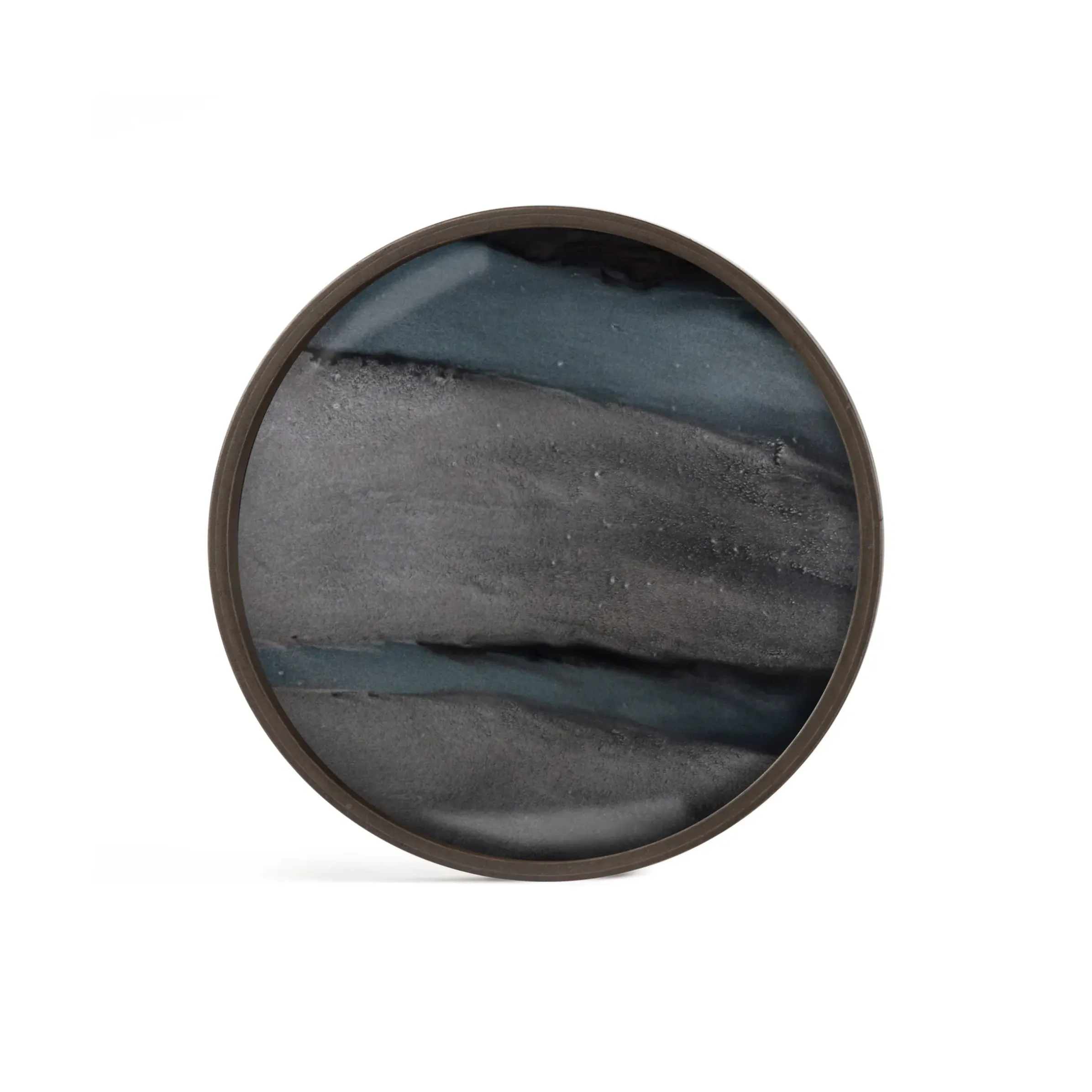 Plateau Graphite Organic Verre Bleu / O 30 Cm - Bois & Verre Peint Main - Ethnicraft