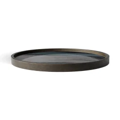 Plateau Graphite Organic Verre Bleu / O 30 Cm - Bois & Verre Peint Main - Ethnicraft