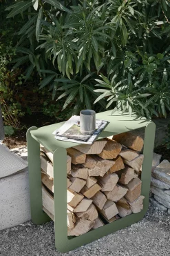 Porte-Buches Nevado Metal Rouge / Tabouret - L 60 X H 60 Cm - Fermob