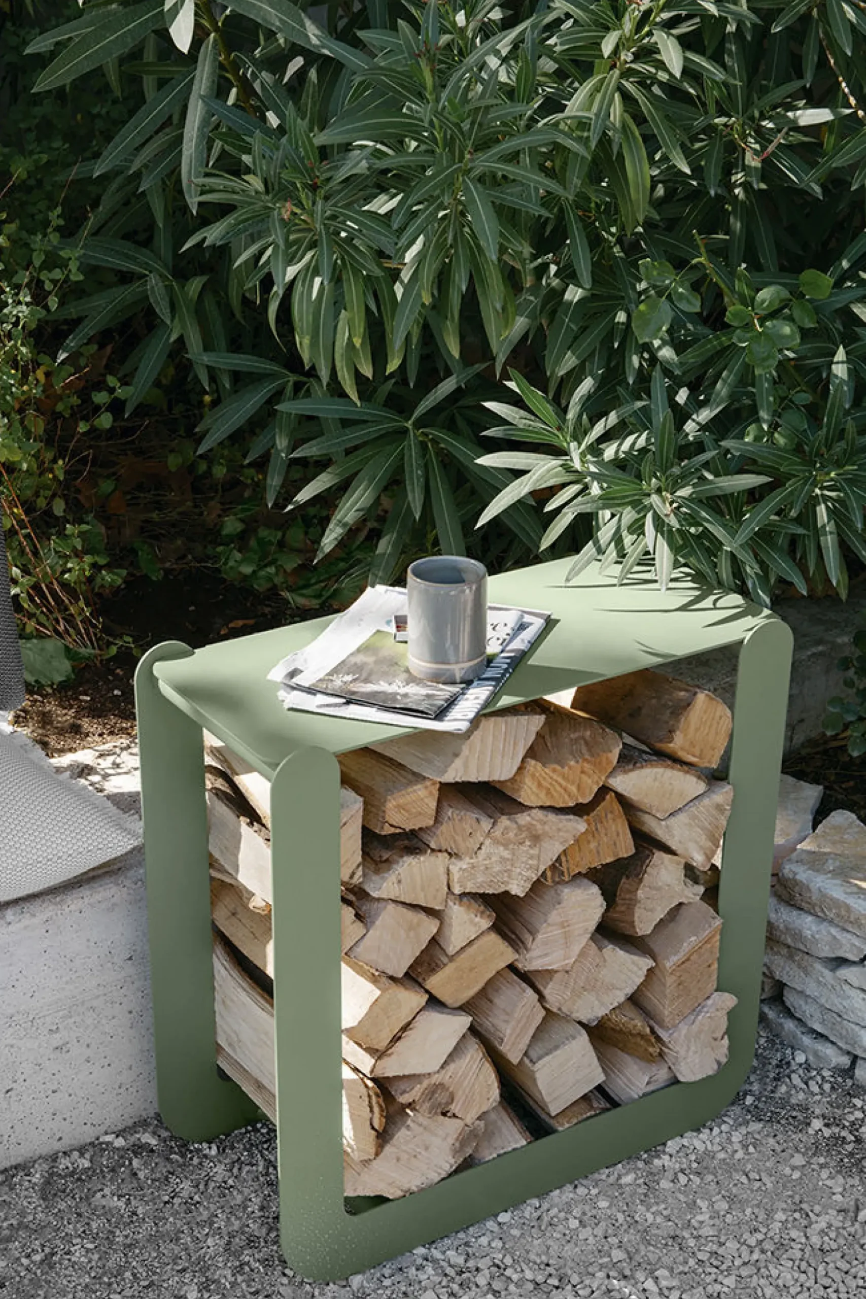 Porte-Buches Nevado Metal Rouge / Tabouret - L 60 X H 60 Cm - Fermob