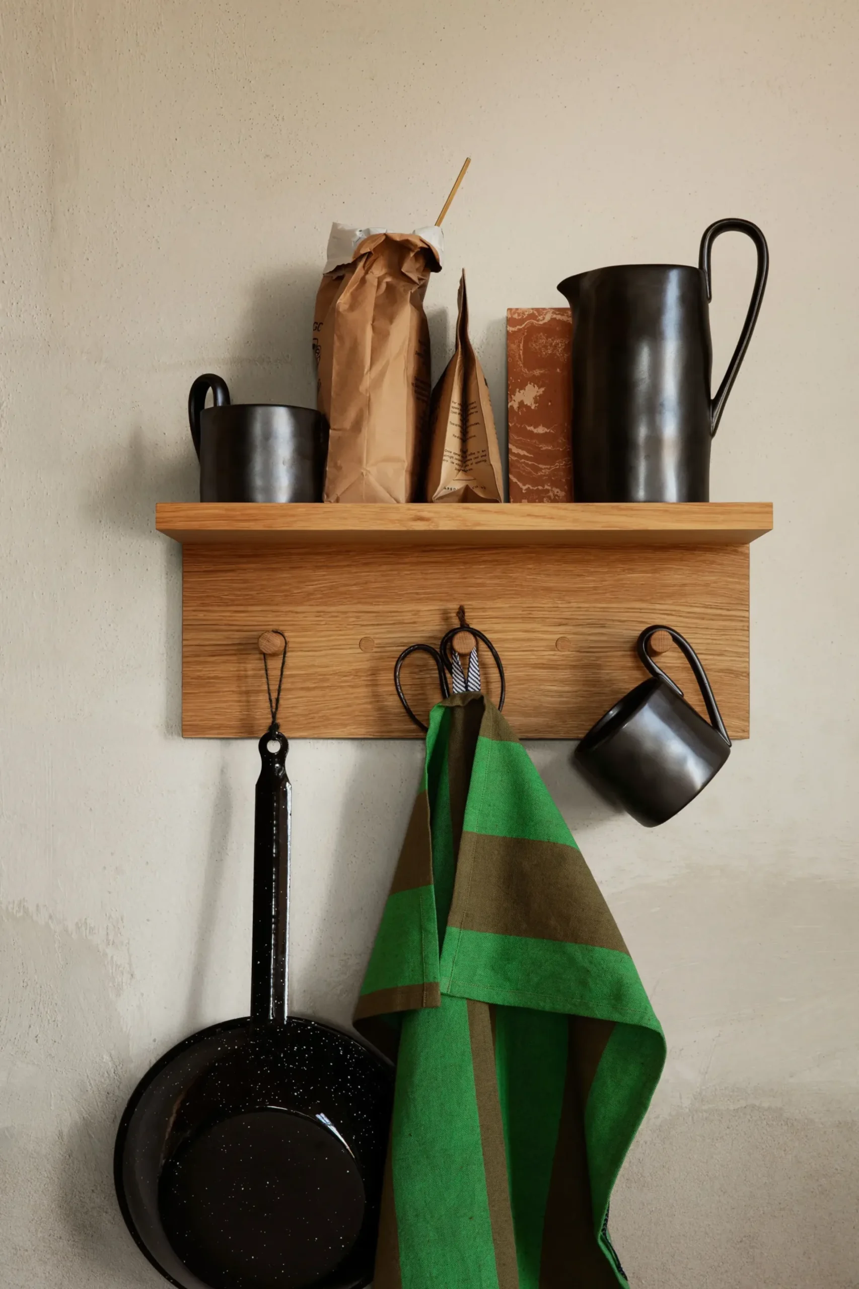 Portemanteau Mural Place Small Bois Naturel / Etagere - L 105 Cm - Ferm Living