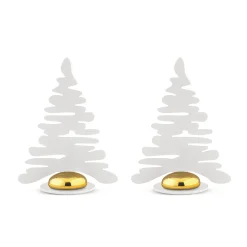 Porte-Nom Barkplace Tree Metal Blanc / Set De 2 Sapins En Acier - H 8 Cm - Alessi